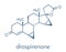 Drospirenone contraceptive drug molecule. Progestin used in birth control pills. Skeletal formula.