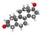 Drostanolone anabolic steroid molecule. 3D rendering. Atoms are represented as spheres with conventional color coding: hydrogen (