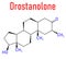 Drostanolone anabolic steroid molecule. Skeletal formula.