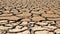 Drought concept image consisting of a dry cracked river bed