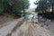 Drought on a ford crossing at a river in australia