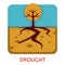 Drought natural disaster hot weather dry earth and tree