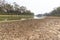 A drought river in summer of Bogan river at Nyngan regional town of New South Wales, Australia.