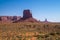 Drought in the southwest of the USA. Desert vegetation of Arizona and cliffs monuments