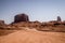 Drought in the southwest of the USA. Road in the rocky desert of the Monument Valley