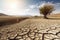 drought-stricken landscape with parched earth and cracked ground