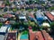 Drown view looking down on sydney residential houses in Sydney suburbia suburban house roof tops and streets NSW Australia