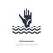 drowning icon on white background. Simple element illustration from Security concept