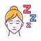 Drowsiness color line icon. Flu symptom. A state of strong desire for sleep, or sleeping for unusually long periods. Pictogram for