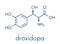 Droxidopa L-DOPS hypotension low blood pressure drug molecule. Skeletal formula.