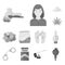 Drug addiction and attributes monochrome icons in set collection for design. Addict and Drug vector symbol stock web