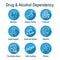 Drug & Alcohol Dependency Icon Set - support, recovery, and treatment