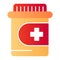 Drug bottle flat icon. Pharmaceutical jar vector illustration isolated on white. Medication gradient style design