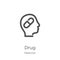 drug icon vector from medicines collection. Thin line drug outline icon vector illustration. Outline, thin line drug icon for