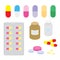 Drug Medicine Panel Pill Dose Capsule Heal Treatment Cartoon Vector