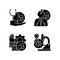 Drug-potency studies black glyph icons set on white space