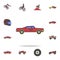 drug racing car field coloricon. Detailed set of color big foot car icons. Premium graphic design. One of the collection icons for