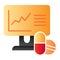 Drugs price increase flat icon. Drugs recipe online color icons in trendy flat style. Pills prise rise gradient style