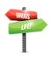 Drugs versus life road sign illustration design