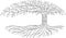 Druidic Yggdrasil tree, oval silhouette, black and white logo