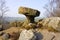 The Druids Desk gritstone outcrop high above the Yorkshire landscape