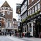 Druids Head Pub And Kingston Town Hall With People And Shoppers In A Pedestrian Zone