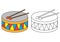 Drum. Coloring page. Educational game for preschool children.