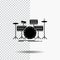 drum, drums, instrument, kit, musical Glyph Icon on Transparent Background. Black Icon