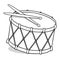 Drum with drumsticks black and white illustration