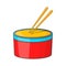 Drum icon, cartoon style