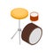 Drum kit icon, isometric 3d style