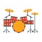 Drum Kit, Part Of Musical Instruments Set Of Realistic Cartoon Vector Isolated Illustrations