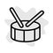 Drum line icon, music and beat, percussion instrument sign