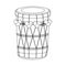 Drum mridangam icon cartoon isolated in black and white