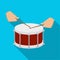 Drum, percussion musical instrument. Drum shot single icon in flat style vector symbol stock illustration web.