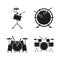 Drum rock kit music icons set, simple style