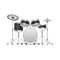 Drum set musical instrument isolated on white, 3d clipart vector illustration, drums with cymbals on racks