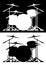 Drum set silhouette isolated vector illustration in both black and white