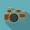 Drum setting icon, flat style