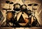 Drumkit background with an abstract vintage distressed texture