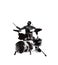 Drummer behind the drum, musical instruments, black and white graphics, abstraction