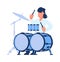 Drummer. Man playing drums. Rock music player, jazz band artist. Male with musical instrument. Talented performer in