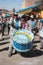 Drummer men play music at carnival in Bolivia