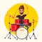 Drummer. Rock music. Cartoon vector illustration.