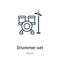 Drummer set outline vector icon. Thin line black drummer set icon, flat vector simple element illustration from editable music