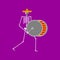 Drummer Skeleton and big drum. Dead man with musical instrument. Dead music band. Skull in sombrero. Day of dead in mexico