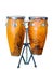 Drums set and sticks on white background. clipping path