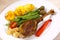 Drumstick of baked Goose with green beans,potatoes