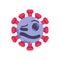 Drunk coronavirus emoticon flat icon