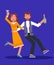 Drunk dancing couple flat illustration